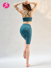 【KZ061】绿碧石  无缝裸感螺纹高腰五分瑜伽裤
