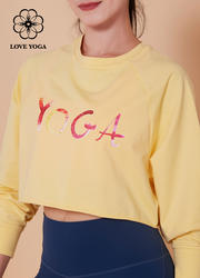 【W481】love yoga 活力短款卫衣 黄色