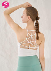 【SY037】瑜伽服细肩带交叉性感美背上衣 运动健身 白色