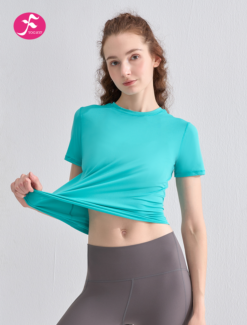 【SY148】瑜伽上衣女短袖瑜伽服T恤夏季凉感上衣 绿色促销专区
