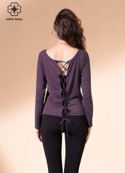 【Y909紫酱色】秋冬新款性感百变上衣长袖瑜伽罩衫