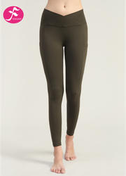 【KZ038橄榄绿色】  V字侧口袋提臀版   5.0裸感面料瑜伽裤| 五代裤| 裸感裤 