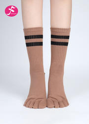 【DSWZW-KKS】可可色 |秋冬保暖纯棉中筒分趾五指瑜伽袜专业防滑硅胶双杠分趾款