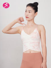 【SY150】瑜伽服细肩带交叉性感美背上衣扎染 运动健身 胭脂粉