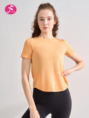 【SY149】瑜伽上衣女短袖瑜伽服T恤夏季凉感 橙色