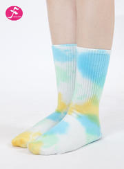 【天空蓝】扎染袜子中筒袜保暖防滑瑜伽袜