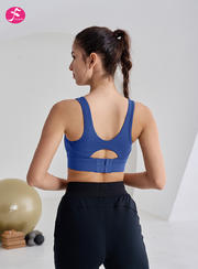 【SY283竹月蓝 】高强度运动一体式固定胸垫防震防下垂活动扣瑜伽BRA上衣