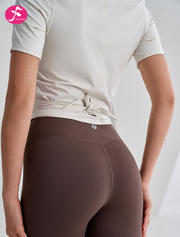 【SY207奶白灰】短款绑带跑步运动短袖T恤瑜伽罩衫上衣